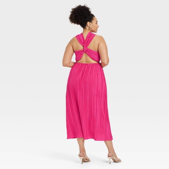 NWT Women's Halter Midi Dress - A New Day Hot Pink - Picture 4 of 8